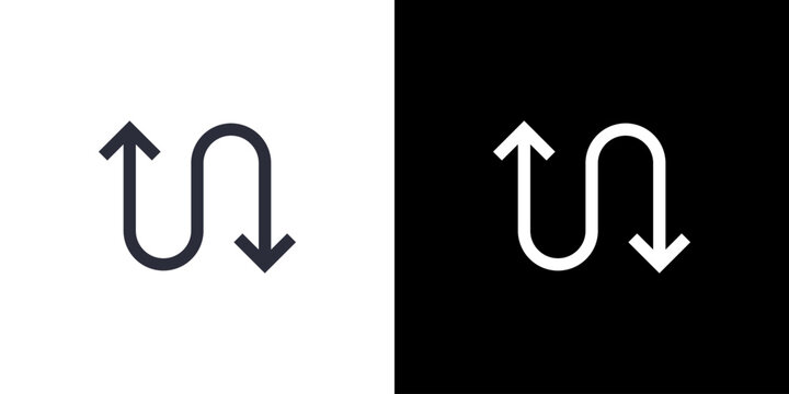 Zig Zag icon concept with flat Black White Background. Vector illustration.