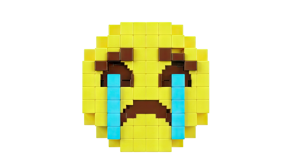 Crying Emoji Made of Building Blocks