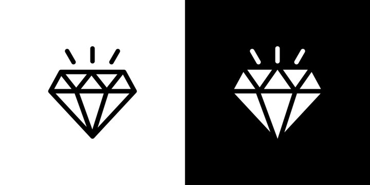 Diamond icon concept with flat Black White Background. Vector illustration.