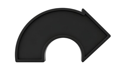 a black arrow curving upwards to the right with a sharp point