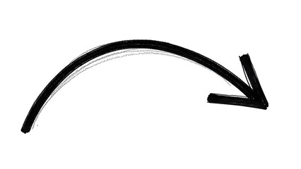 a black arrow drawn with chalk on a dark background curves to the right