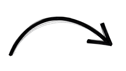 a black arrow drawn with chalk on a dark background curves to the right