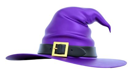 Purple Witch Hat with Black Band and Gold Buckle