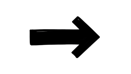 Black hand drawn right pointing arrow on a black background