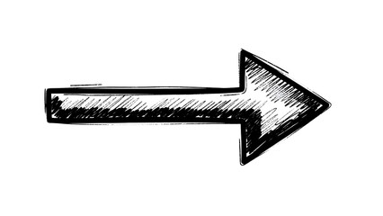 A hand drawn white arrow points to the right against a black background
