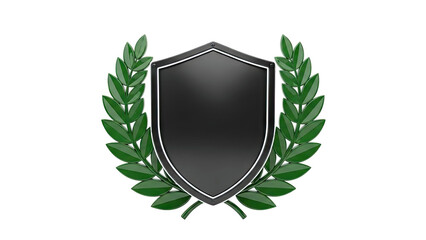 Black Shield with Green Laurel Wreath