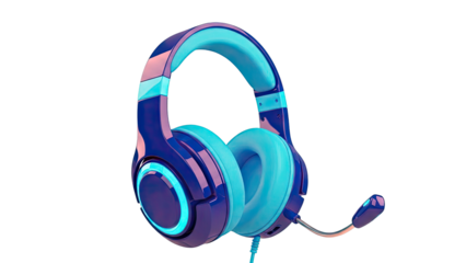 Blue and Cyan Gaming Headset with Microphone