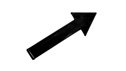 A sleek black arrow pointing diagonally upwards on a dark background