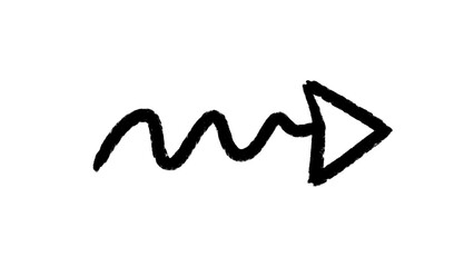 A hand drawn arrow with a wavy shaft points right