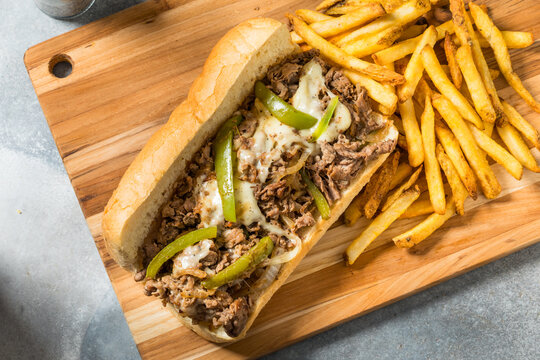 Homemad Philly Cheesesteak Sandwich