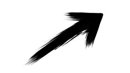 Black arrow pointing up and to the right painted with textured brush strokes