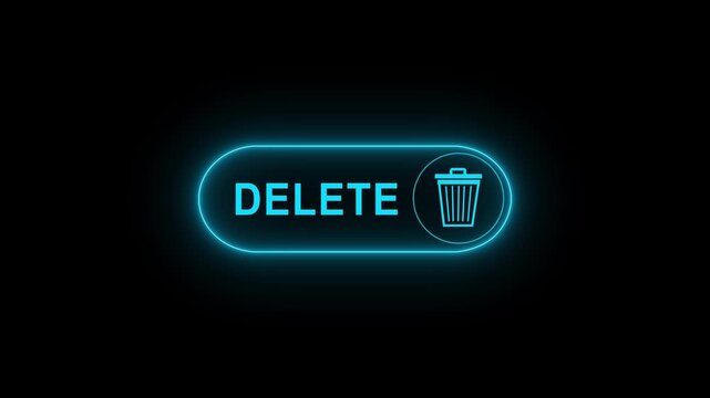 Confident businessman presses glowing 'DELETE' button with trash icon, signifying data removal or system cleanup symbol animation. Motion graphics of delete icon concept