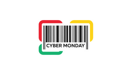 Cyber Monday Barcode with Colorful Corners: Online Shopping Concept