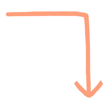 Orange arrow png arrow sticker, cute minimal doodle design, transparent background