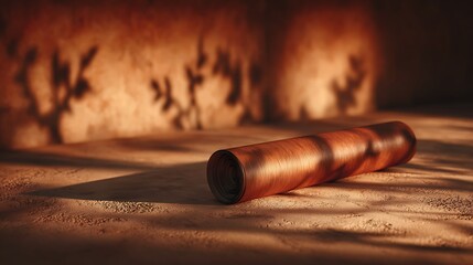 Rolled Kraft Paper Background with Soft Shadows
