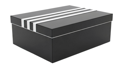 Black Gift Box with White Stripes