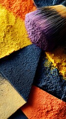 Purple Makeup Brush on Vibrant Eyeshadow Palette