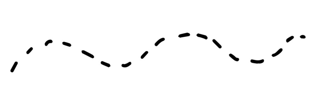PNG Wavy dashed line in minimalist black and white style, transparent background
