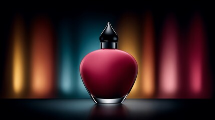 Pink Eye Cream in Glass Jar on Reflective Surface with Colorful Background