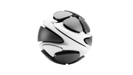 Futuristic Abstract Sphere with Interlocking White and Black Panels