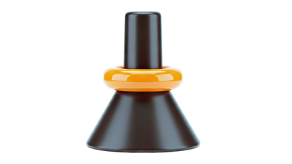 Modern abstract sculpture with cone, ring, and cylinder