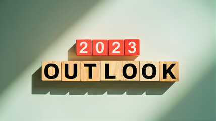 Anticipating Success A 2023 Outlook Vision Crafted from Wooden Letter Blocks on a Bright Surface