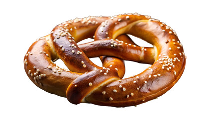 A delicious pretzel with sesame seeds on a black background