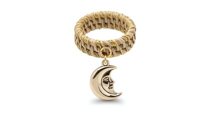 Eid-themed napkin ring with moon charm isolated
