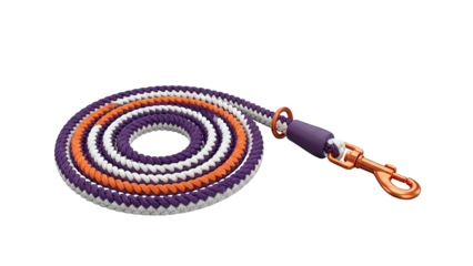 Braided Rope Leash with Copper Clasp and Purple Handle