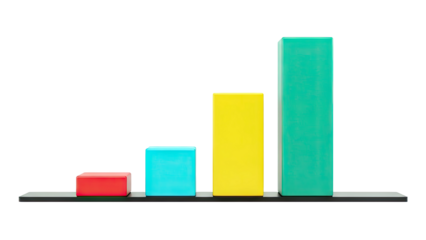 Bar Chart with Colorful Blocks on a Shelf