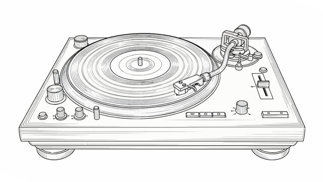 Vintage Turntable With Vinyl Record Player