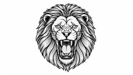 Obraz premium Roaring Lion Head in Black and White