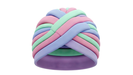 Turban with pastel braided bands