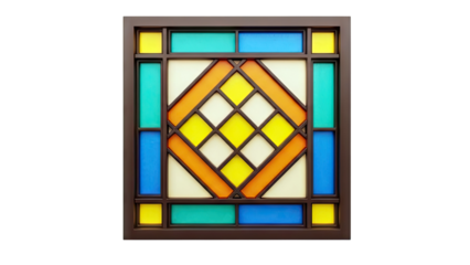 Colorful Geometric Stained Glass Panel