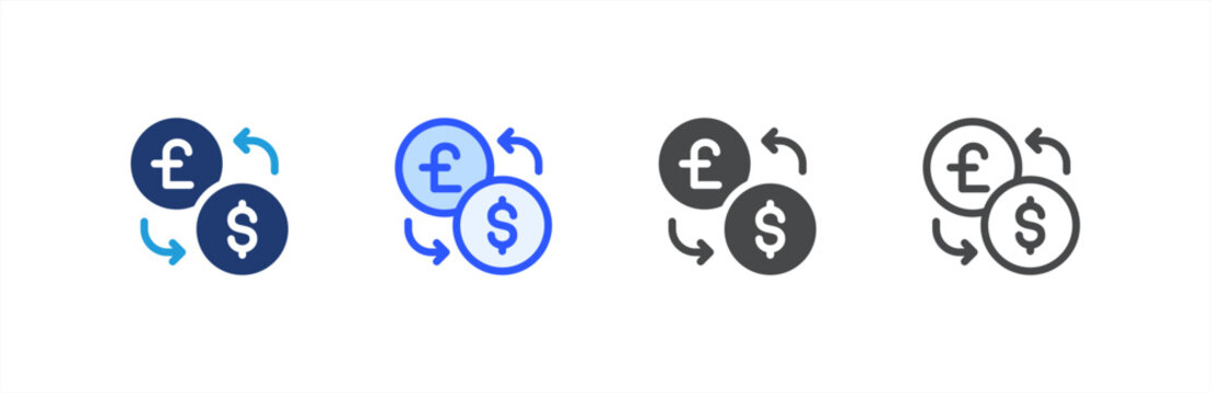 Exchange icon multiple style collection. Vector illustration.