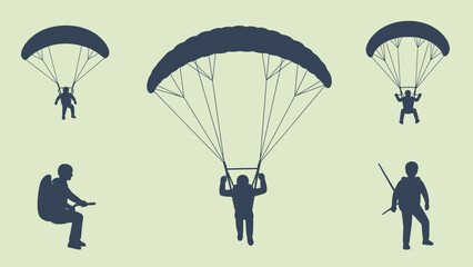 Parachuting Adventure Silhouettes with Various Actions. © Abhinaya Project
