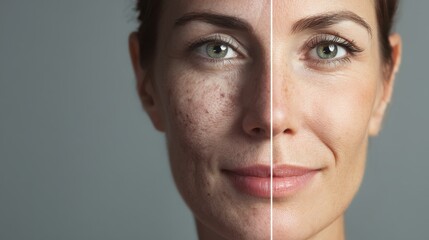 Obraz premium Before and After Skin Transformation Showing Clear and Radiant Complexion