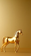 Elegant golden horse sculpture studio setting art deco style minimalist design creative concept