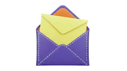 3D Illustration of an Open Envelope with Yellow Letter