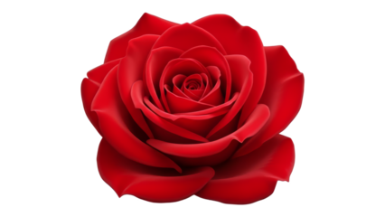 A large red rose with many petals on a black background
