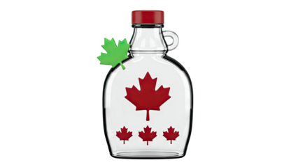 Glass Maple Syrup Bottle with Canadian Maple Leaf Decals