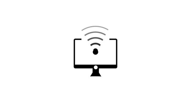 Computer Monitor Displaying Wireless Internet Signal Icon screen technology
