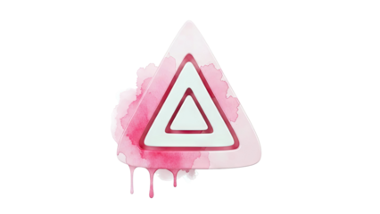 Pink Triangle with Watercolor Drips