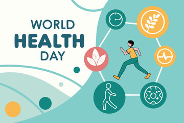 World Health Day poster showing the connection between physical and mental health.