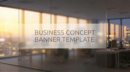 Business concept banner template for modern office environment urban skyline background professional aesthetic