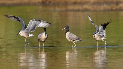 Birds in shallow water