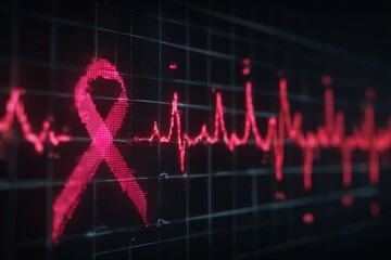 Cancer with background of electrocardiogram signal , Generative AI
