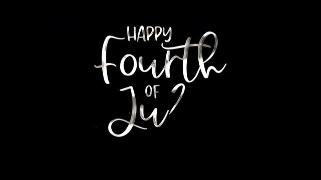 Happy fourth of july written in a shiny cursive font, perfect for independence day social media posts and patriotic celebrations.