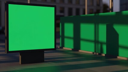 Green screen billboard cityscape urban setting.
