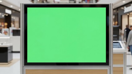 Green screen billboard in shopping mall.